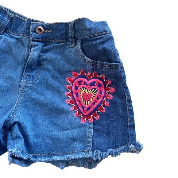 Billieblush Embroided Beaded Two Tone Boho Denim Shorts Girls 12 - Picture 2 of 5